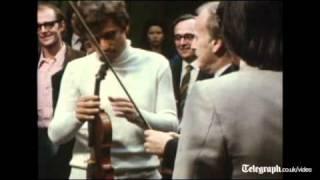 Yehudi Menuhin plays rare Stradivarius violin