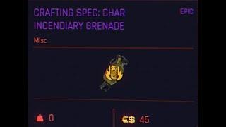 Cyberpunk 2077 Crafting Spec: Char Incendiary Grenade (Epic) Location