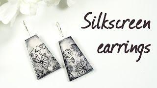 Silkscreen earrings ∗ Серьги с шелкографией ∗ Polymer clay tutorial ∗ Мастер-класс