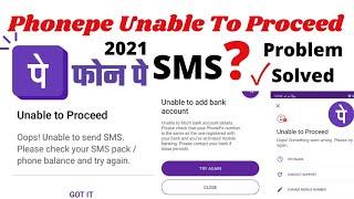 phonepe unable to proceed unable to send SMS please check your sms pack