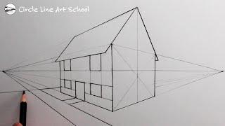 How to Draw a House using Two Point Perspective for Beginners