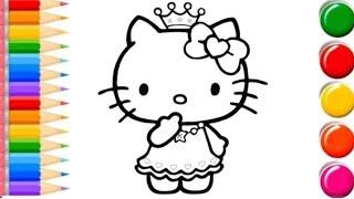 Hello kitty drawing painting coloring for kids and toddlers. @Afzaaldrawing