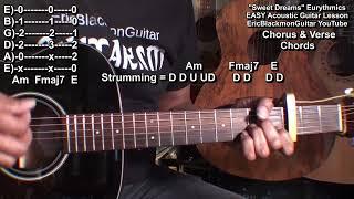 SWEET DREAMS The Eurythmics EASY Acoustic Guitar Lesson @EricBlackmonGuitar