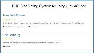 PHP Star Rating System by using Ajax JQuery