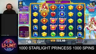 1000 Spins on Starlight Princess 1000 - Lo-Limit Slots Live Stream