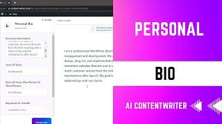 How to Create Personal Bio  using WP AI Content Writer