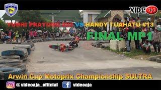 Duet Yudhi prayogo #23 vs Handy Tuahatu #13 Road race kendari Arwin Cup Motoprix championship 2019