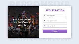 Responsive Registration Form In Html And CSS | Design Responsive Signup Form