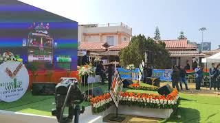 Nazarius Kharkongor performs on saxophone at National Voter's Day on Jan 25