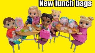 Baby Alive dolls Lunch Time Routine with New surprise lunch bags