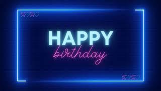 2 Hour Neon Happy Birthday Light Background Video in Pink and Blue