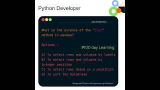 iloc Method  in Pandas Library, Learn Basics in Data Science Using Python #100dayslearning #python