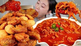 ASMR 매콤한 국물닭발 바삭한 치킨 치즈볼 하이볼 에이드까지 리얼먹방 :) spicy chicken feet , chicken MUKBANG