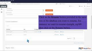 How to rename a database in cPanel with NodePlex