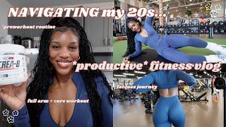 *PRODUCTIVE* fitness vlog | grwm, pre-workout routine, cardio chat, full upper body + core workout