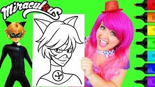 Coloring Cat Noir Miraculous Ladybug Coloring Page Prismacolor Markers | KiMMi THE CLOWN