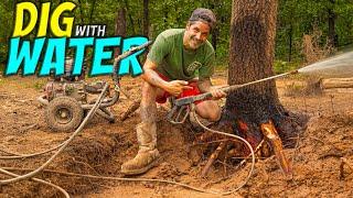 How To DIG UP Tree Stumps With POWER WASHER in 5 MINUTES!