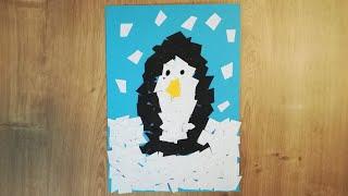 winter pictures / crafts for toddlers: cute penguin from snippets - very easy!