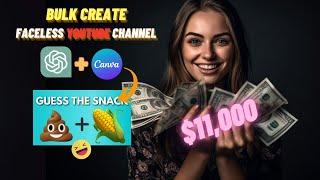 BULK Create 50 quiz videos using ChatGPT & Canva. How to make $11k/mo FACELESS Youtube Channel.