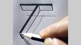 how to draw a 3d T || easy 3d drawing using pencil || easy drawing tutorial for beginners