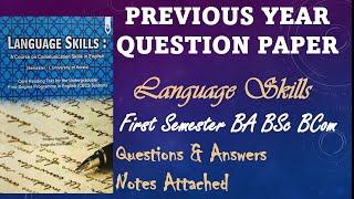 Previous Question Paper discussion| Language Skills|Notes added|Sem 1 BA BSC BCOM|