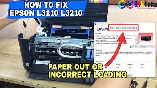 EPSON L3110 L3210 L3150 L3250 L3256 Paper Out or Incorrect Loading Error Solution | INKfinite