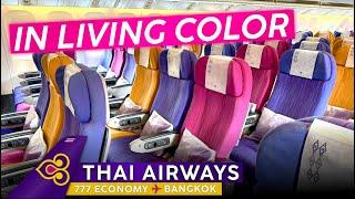 VIBRANTLY Thai! · THAI AIRWAYS 777 Economy Class   Bali  Bangkok  Retro, Tacky, Great!