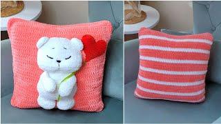 МК ПОДУШКА С 3Д МИШКОЙ КРЮЧКОМ ️ How to crochet a pillow with 3D bear ️ #crochettutorial