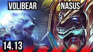 VOLIBEAR vs NASUS (TOP) | 6 solo kills, 600+ games | NA Diamond | 14.13