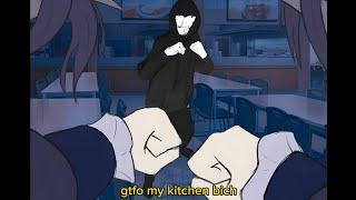 fuuka confronts the intruder to gtfo her kitchen (blue archive)