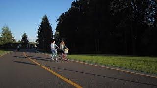 Joyful Lesbian Couple Riding Bikes on Park Road | Stock Footage - Videohive