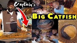 Captain's CATFISH | Monster Catfish Restaurant | GHANA VLOG 2022 (TEMA  EATING MUKBANG) pt.3