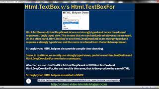 Part 36   Difference between Html TextBox and Html TextBoxFor