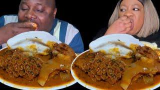 No licking fingers Asmr mukbang ogbono soup and fufu African food sound eating