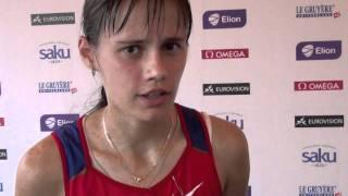 Elena Lashmanova (RUS) after winning gold in 10.000m Race Walk