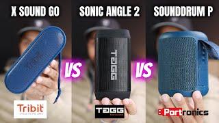 Tribit Xsound Go vs Tagg Sonic Angle 2 vs Portronics Sounddrum P  COMPARISON & SOUND + BASS TEST