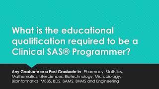 Clinical SAS CliPLab Why Clinical SAS- Carer in Clinical Trial Data Analytics