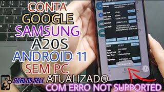 Como desbloquear conta gooogle Samsung A20s android 11 atualizado 2024 novo método na unlocktoll