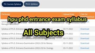 hpu phd entrance exam syllabus//hpu phd admission 2023//hpu phd entrance exam 2023