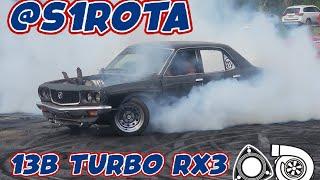 Mazda RX3 13BT @s1r0ta Morrinsville Burnouts NZ.