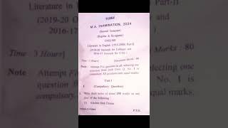 M. A. English 2024 2nd sem Lit. In Eng.(1914-2000)part2 question paper #crsujind #exam #engl #more️