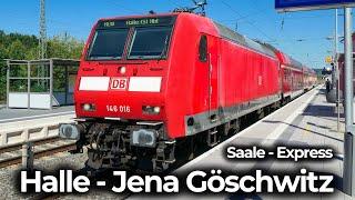 4K Führerstandsmitfahrt: Halle (Saale) - Jena Göschwitz | Saale-Express – RE 18 | BR 146 im Sandwich