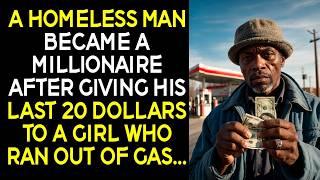 A homeless man became a millionaire after giving his last 20 dollars to a girl who ran out of gas...