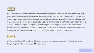 Governors Ex1Watt governor of open arm type as shown in figure, in which length of arm AE=200 mm and