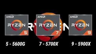 AMD Ryzen 5-5600G vs 7-5700X vs 9-5900X Desktop Processor l Spec Comparison l Gaming, Editing
