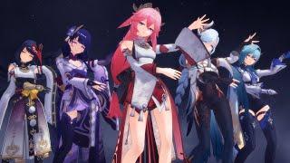 [Genshin Impact MMD] - 花月成双 - w/ Yae, Shenhe, Shogun, Sara and Eula