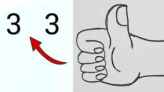 How To Draw Thumbs Up From 33 Numbers | Easy Thumbs Up Drawing Step by Step