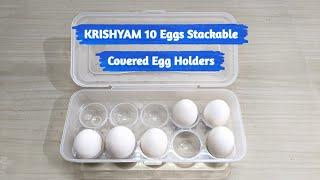 KRISHYAM 10 Eggs Stackable Covered Egg Holders - Egg Holder for Refrigerator, Egg Storage Container