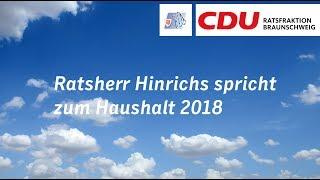 Ratsherr Hinrichs spricht zum Haushalt 2018