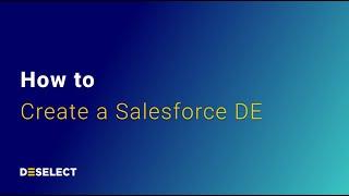 How to create a Salesforce data extension in SFMC?